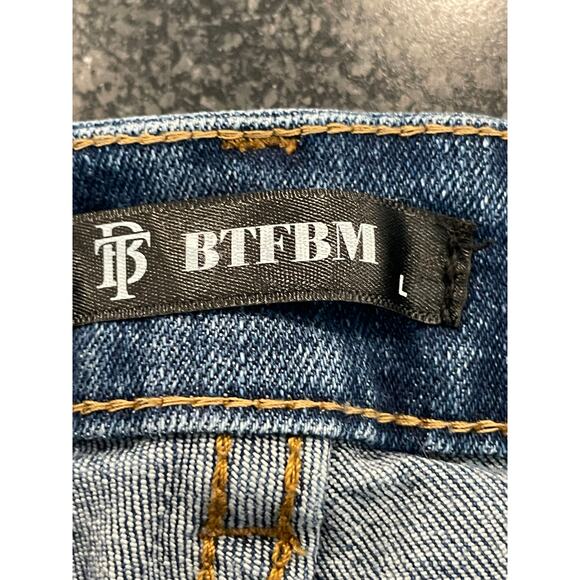 BTFBM button fly raw hem distressed  skinny jean LG - Picture 3 of 9